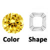 cz golden yellow square cut corners